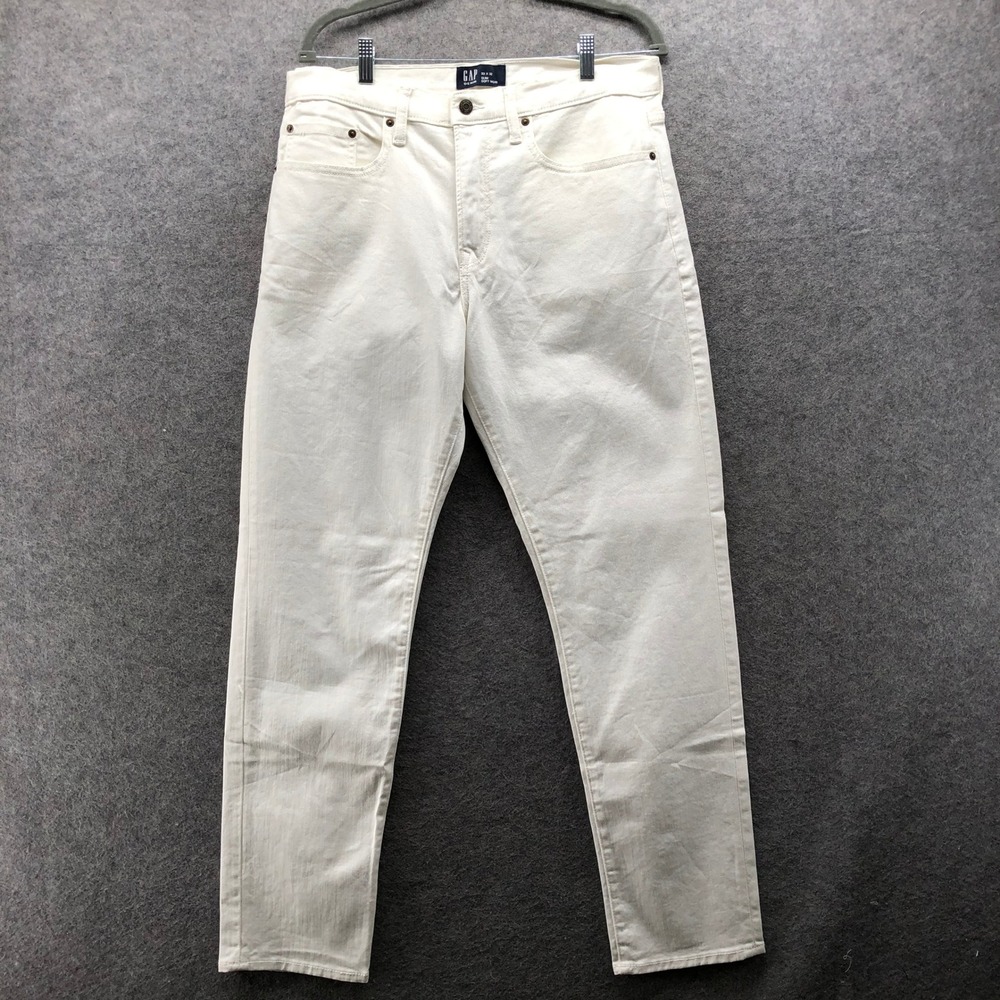 Gap Slim Soft Wear Off White Cream Denim Jeans Mens Size 33x32 Stretch Neutral
